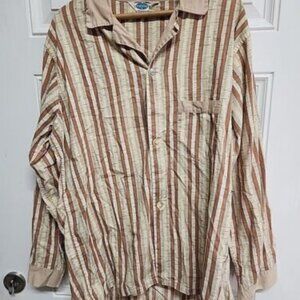 Vintage 50s Pilgrim Sears Sanforized Plaid Striped Button Up Shirt Sz 42/44 (A1)